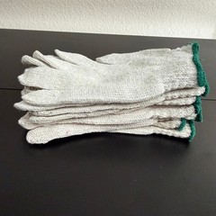 Cotton Knit Work Gloves Natural Off-White Green Cuff 4 Pair Lot