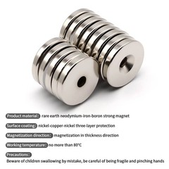 10pcs N53 Strong Countersunk Ring Magnets 30×5-6mm Hole Rare Earth Neodymium