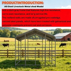 New 13×20FT Metal Livestock Shed Steel Shelter Cowshed for Farm Animal Free Ship