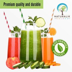 Naturalik 1000 Pack Multicolor Extra Durable Paper Straws Biodegradable –
