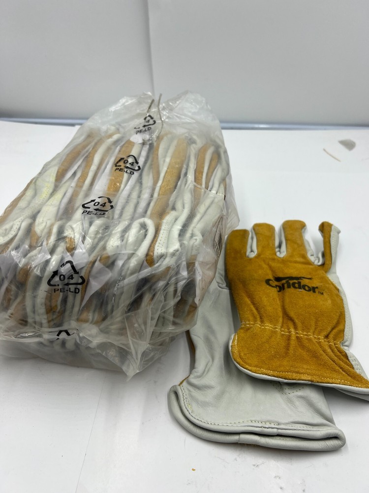 QTY 12 Condor Leather Glove Cowhide Premium Full Finger 29JV32 Slip-on Cuff