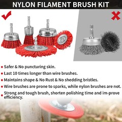 Nylon Filament Abrasive Wire Brush Wheel Cup Brush 1/4″ Hex Shank Rotary Tools