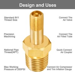 1/4″ NPT Tank Valve, Anti-Corrosion Brass Schrader Valve with 1/4″ Male NPT,U…
