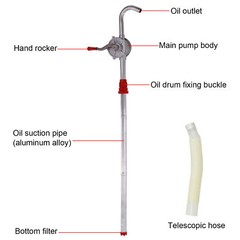 50″ Drum Rotary Barrel Pump Hand Crank Diesel Fuel Oil Transfer Pump 55 Gallon
