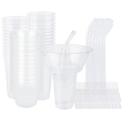 Potomac Collection Snack and Drink Cup, 30 Sets Disposable Plastic Cup with S…