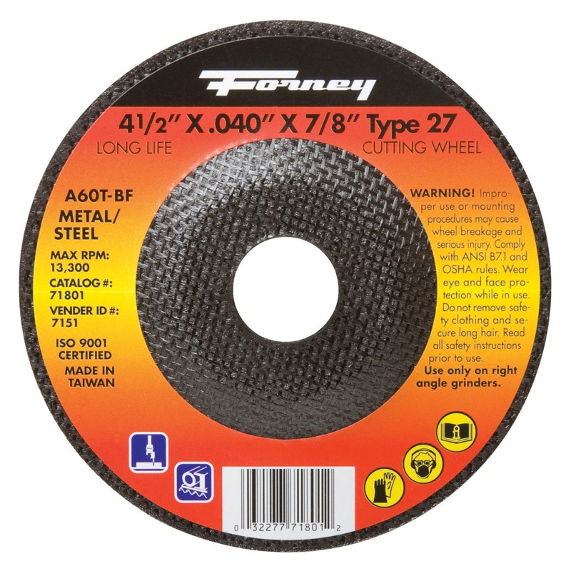 Forney 71801 Aluminum Oxide 13,580 rpm 4-1/2 in. Cut-Off Wheel 0.04 in. Thick
