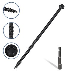 Heavy-Duty Black Timber Structural Wood Screw with Hex Socket #14 x 6 Extra Long