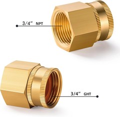 Brass Garden Hose Adapter, 3/4″ GHT Female x 3/4″ NPT Female Swivel Connector, P