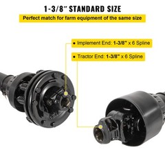 PTO Shaft PTO Drive Shaft 1-3/8″ 6 Spline Ends T5 43″-57″ for Brush Hog