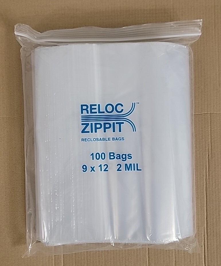 Reloc Zippit Bags 9″ x 12″ Clear 2Mil Reclosable 9×12 Poly Bags 100 PCS