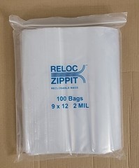 Reloc Zippit Bags 9″ x 12″ Clear 2Mil Reclosable 9×12 Poly Bags 100 PCS