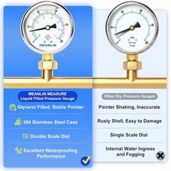 0~100Psi Stainless Steel 1/4″ NPT 2.5″ FACE DIAL Liquid Filled Pressure Gauge…