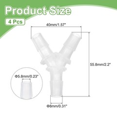 4pcs Plastic Barb Fitting 5/16″x5/16″ Y Shape Tee Pipe Fitting Clear,