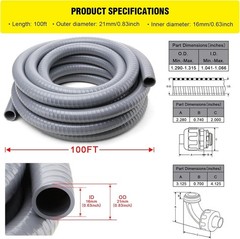 Liquid-Tight Conduit Kit 100ft 1/2inch Copper Metal PVC