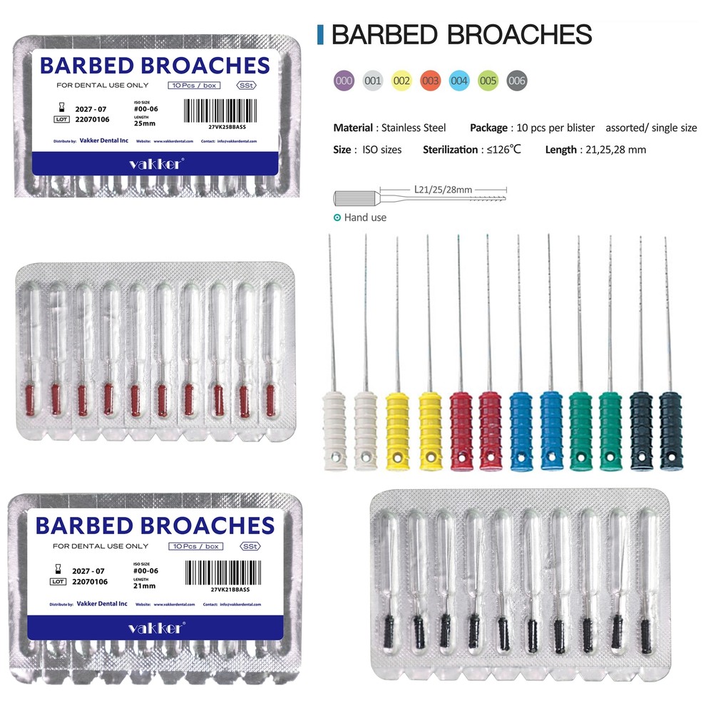 Dental Nerve Broach Barbed Broaches Endodontic Needles Files Root Canal 21/25mm