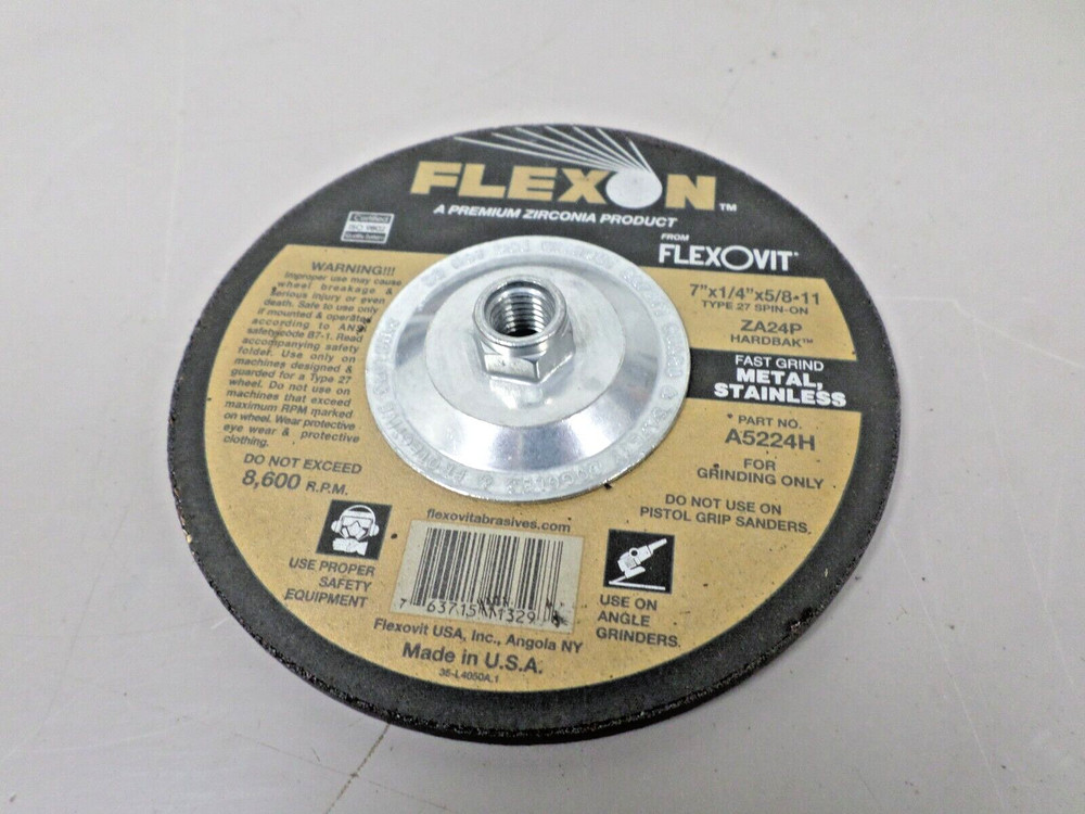 FLEXON FLEXOVIT A5224H 7″ X 1/4″ X 5/8-11 Threaded Hub ZA24P Grinding Wheel