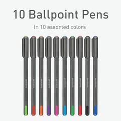 Pentonic Premium Ball Point Pen 1.0 mm Medium Point, 10-Count, Assorted