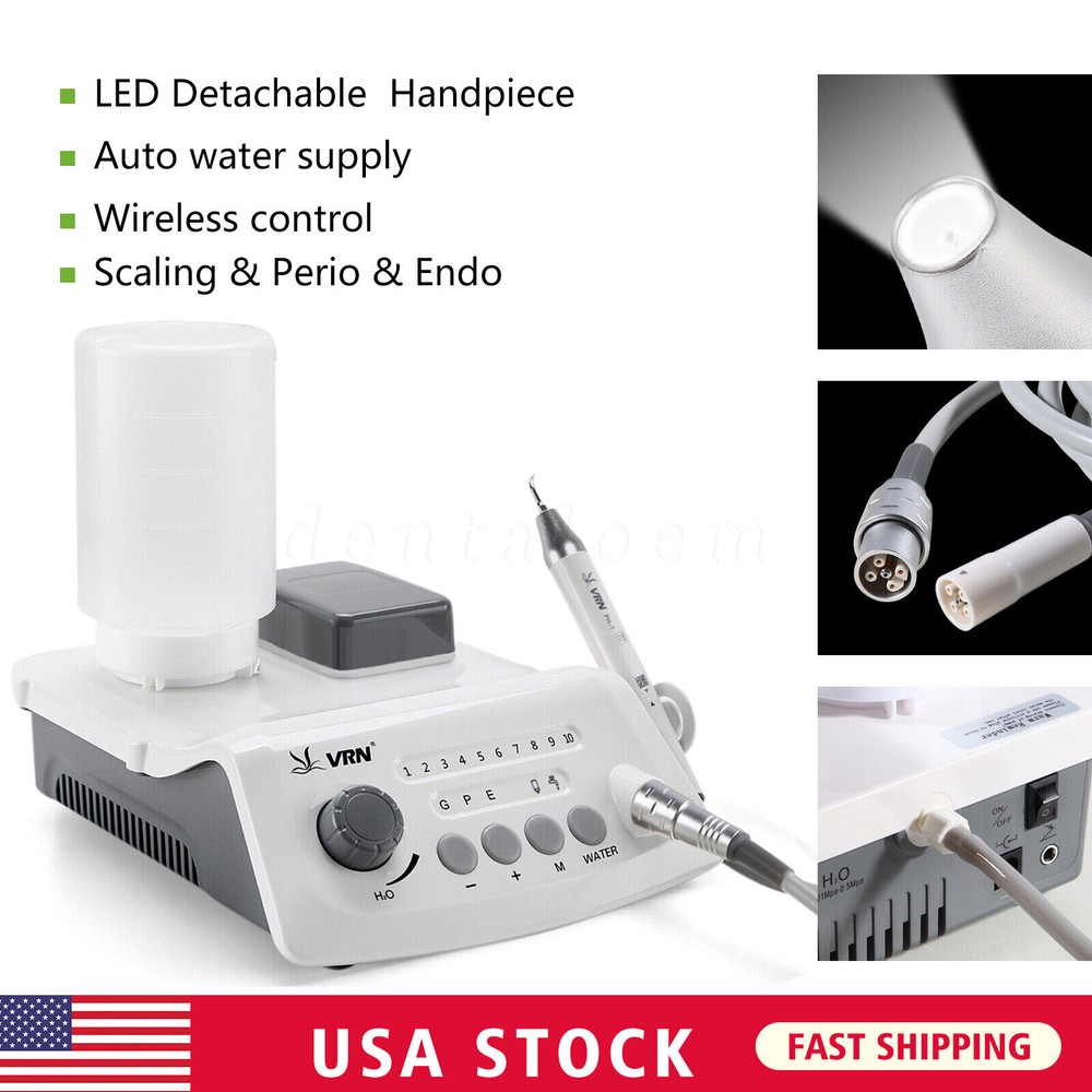 VRN-A8 Dental Ultrasonic Scaler with LED Detachable Handpiece 2 Water Supply