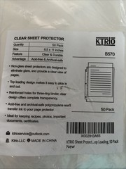 KTRIO 8.5×11″ Top Load Sleeveless Page Protectors – Clear, Pack of 50