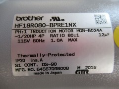 Brother Gear Motor 115AC HF18R080-BPRE1NX 1/20 HP 80:1 Ratio Reversible NEW