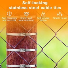 100 PCS 6″-20″ Metal Zip Ties Stainless Steel Heavy Duty Self-Locking Cable Ties