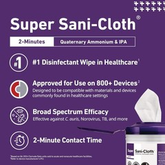 12 Case Super Sani-Cloth Germicidal Wipe Medical Devices Cleaning 1920 Count