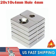 5-50pcs Super Strong Rare Earth Neodymium Block Magnets N35 20x10x4mm Hole 4mm