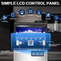 Commercial Ice Maker Machine 110LBS/24H Stainless Steel for Home Bar