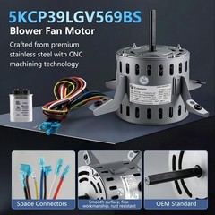 5KCP39LGV569BS Blower Fan Motor 1/2 HP 115V 60Hz 1075RPM 3-Speed 7.9A GE Bryant