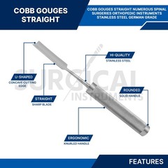 Cobb Gouges 11″ Straight with 3/4″ (19.05 mm) Tip width Orthopedic German Grade
