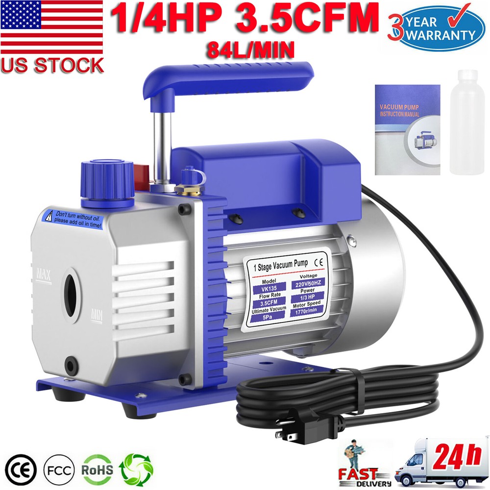 3CFM 1/4hp Air Vacuum Pump HVAC/Auto AC Refrigerant Charging Manifold Gauge Set
