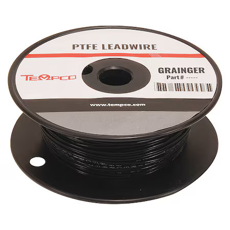 Tempco Ldwr-1062 High Temp Lead Wire, Ptfe, 16 Awg, Black, 100 Ft