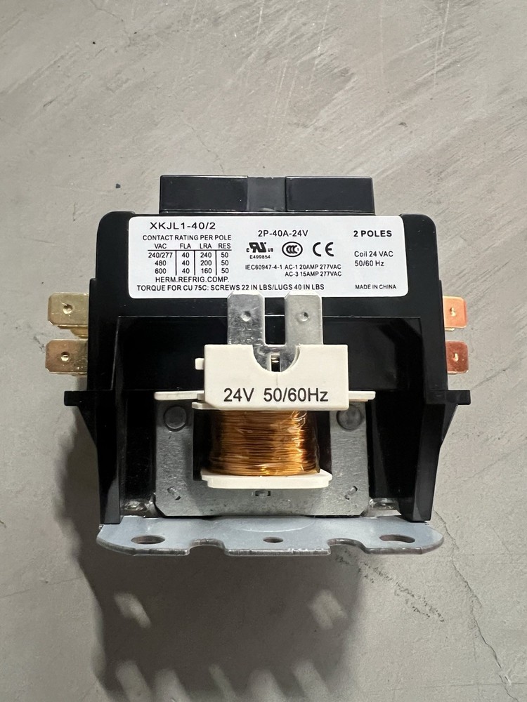 Magnetic Contactor Definite Purpose 1P 40A Coil Voltage 24V XKJL1-40/2. (BS-4)