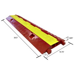 2 Channel Plastic Cable Protector Ramp for up to 1.25″ OD Hose – Yellow/Orange