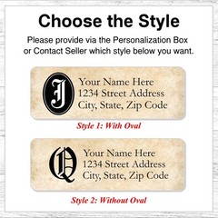 60 Return Address Labels Personalized Printed 3/4 x 2 1/4 Parchment Old English