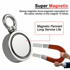 Fishing Magnet Kit Double Sided Pull Force Strong Neodymium + Rope + Carabiner