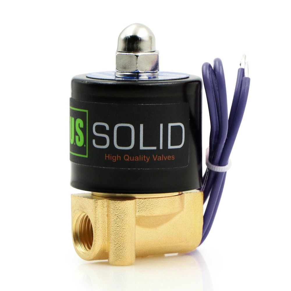 U.S. Solid 1/4″ Brass Electric Solenoid Valve – 12V DC, 0.25 Inch,