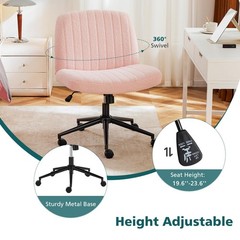 OLIXIS Criss Cross Chair with Wheels Wide Cross Legged Office Desk Vanity Cha…