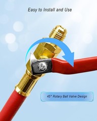 R134A R410A R22 R12 Charging Hoses and Ball Valve Set HVAC Low Loss Fittings new