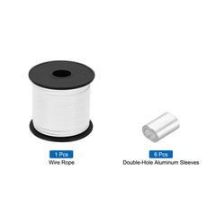 131Ft(40M) Wire Rope 304 Stainless Steel Cable 1/12″ 6pcs Sleeve White