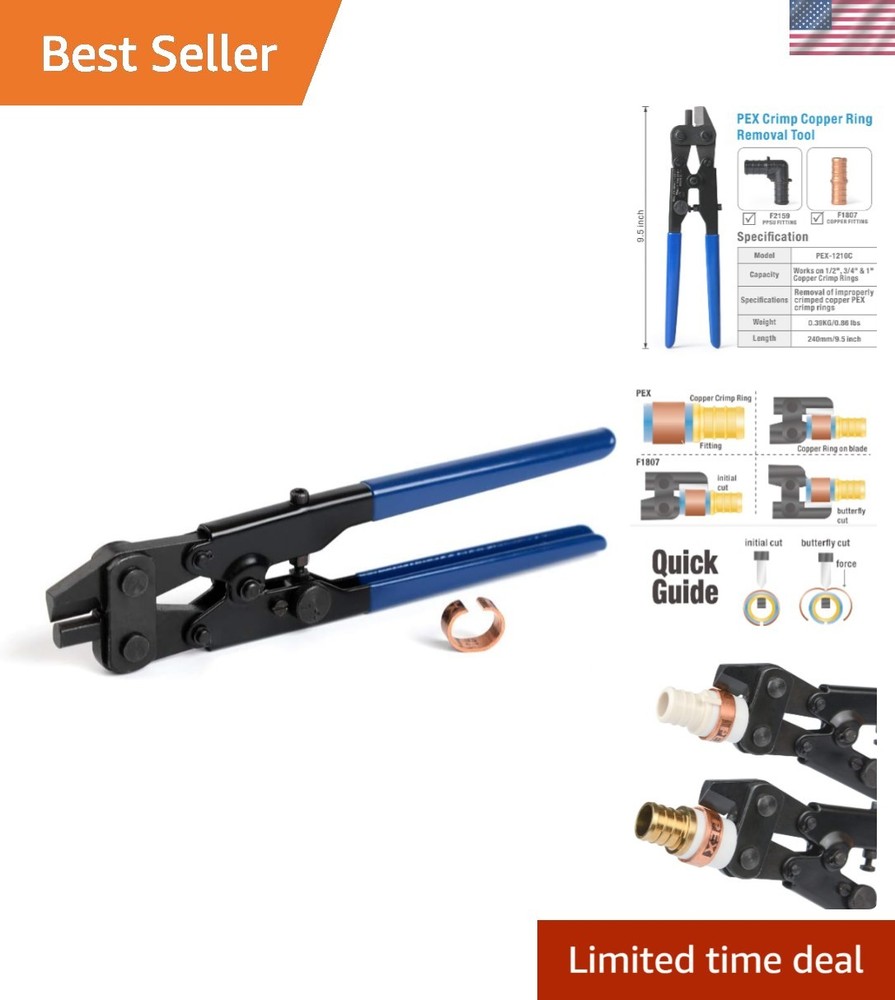 Professional PEX Crimp Ring Removal Tool – Fits 1/2, 3/4, 1 Inch Copper Rings