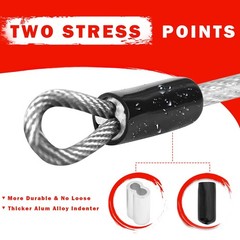 VIVBOO 1/8inch Stainless Steel Security Cable 4/6/10/15FT 4ft (2Pack), Black