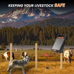 24 Hour Solar Electric Fence Charger 10 Miles Up to 10200V Output Range Electric