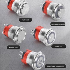 22mm 2 NO 18A High Current Waterproof IP67 High-Power Control Push Button Switch