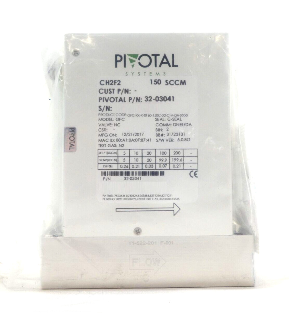 Pivotal Systems 32-03041 Mass Flow Controller MFC 150 SCCM CH2F2 New Surplus
