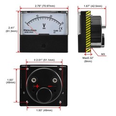 DC 030V Class 2.0 Voltmeter, 70x60mm Panel Size, DH670DC30V, Voltage Tester