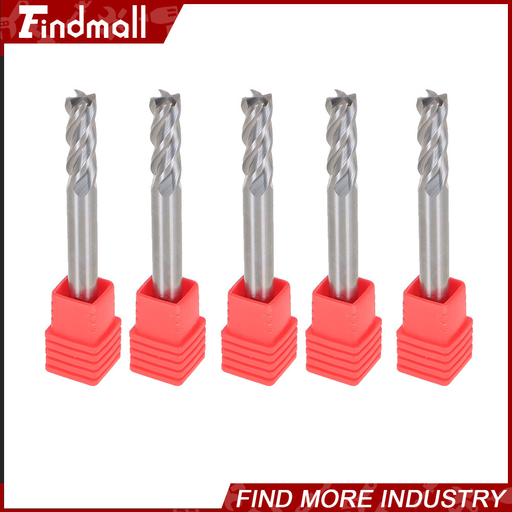 5x 1/4″ 4 Flute 2-1/2″ Overall Length 3/4″ LOC Carbide End Mill- TiALN COATED