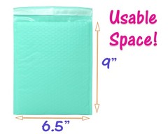 4×8, 6×10, 8×12, 10×15, 14×20 Cyan Aqua Mint Colored Poly Bubble Mailers!