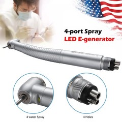 Dental LED E-generator High Speed Handpiece 4Holes 4-Port Spray SANDENT FG1.60mm