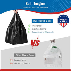 1000 Count Black Plastic Grocery Bags 12″ x 6.5″ x 21″, T-shirt, Trash, Take Out
